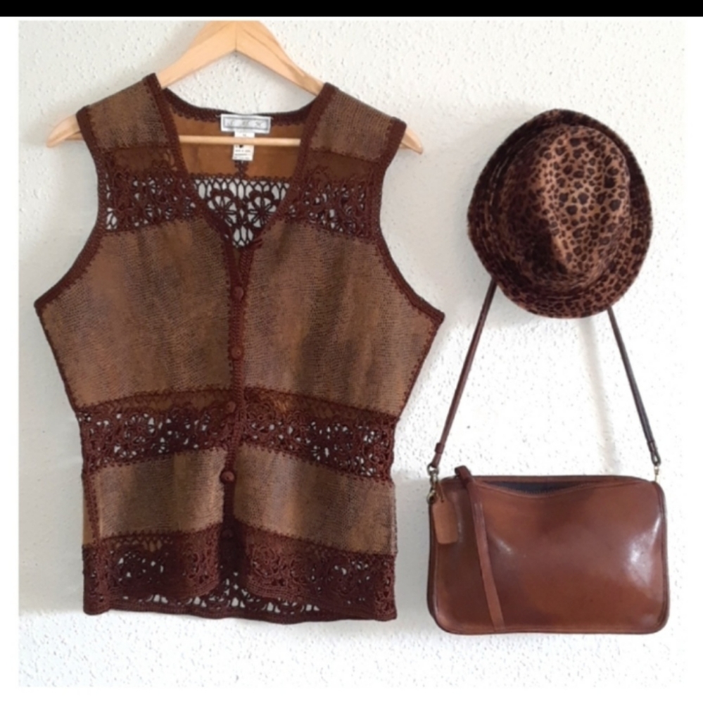 Leather sweater vest